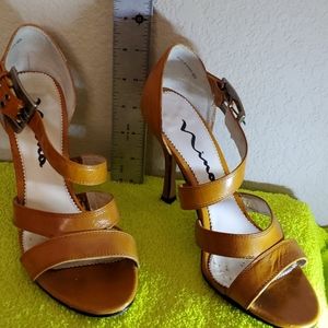 Genuine leather Nina 3.5 heels - camel color